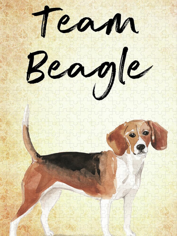 Beagle Jigsaw Puzzle featuring the painting Team Beagle cute Art for Dog lovers by Matthias Hauser