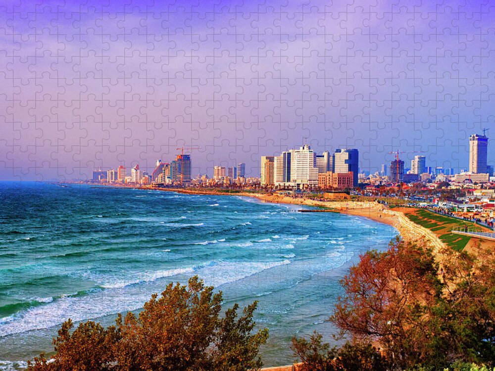 Water's Edge Jigsaw Puzzle featuring the photograph Tel Aviv City View by Audun Bakke Andersen