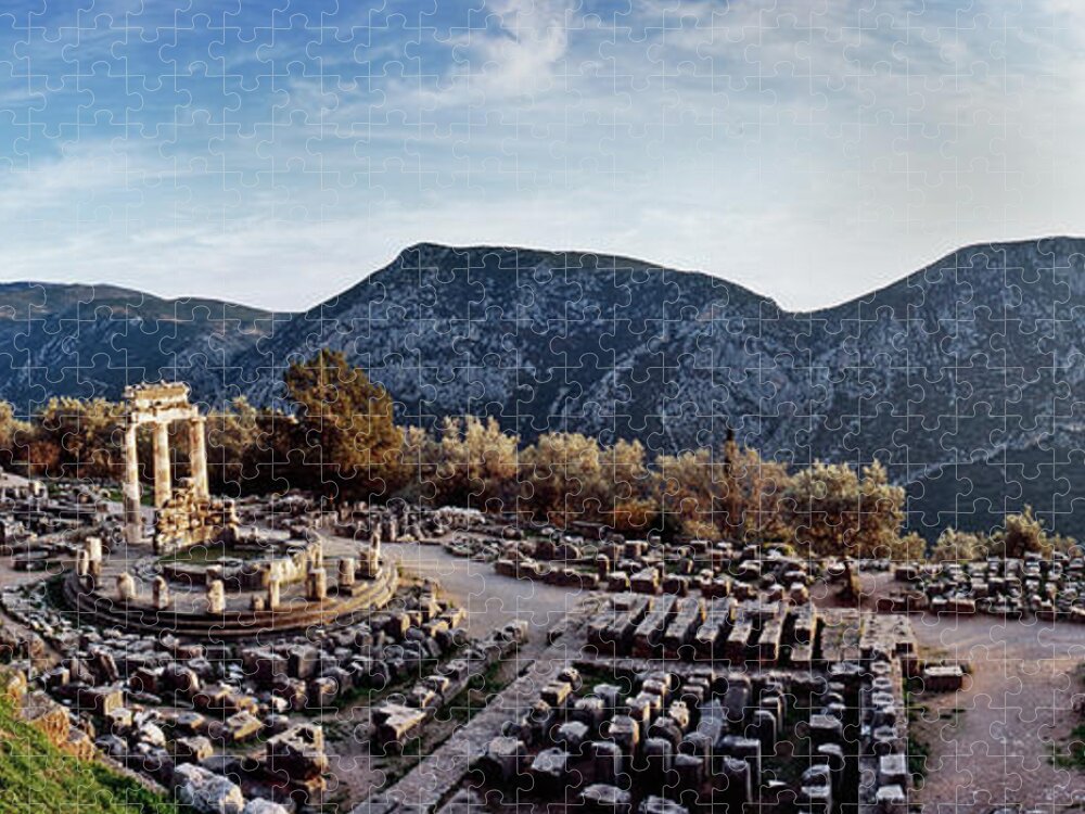 Scenics Jigsaw Puzzle featuring the photograph Temple Of Athena In Ancient Delphi by Renaud Visage