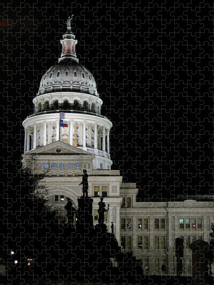 Shadow Jigsaw Puzzle featuring the photograph Texas Capitol - Austin by Borsheim