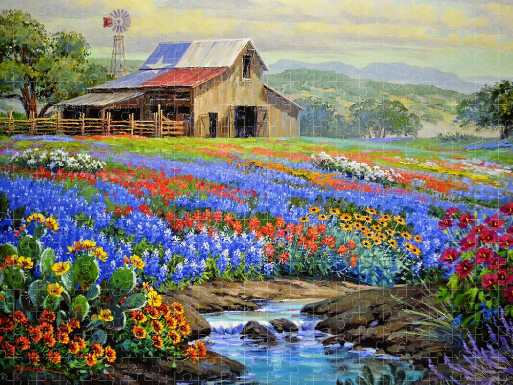 Mikki Senkarik Jigsaw Puzzle featuring the painting Texas Glory Never Fades by Mikki Senkarik