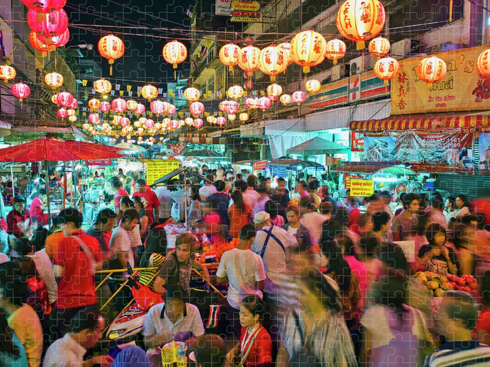 Chinese Culture Jigsaw Puzzle featuring the photograph Thailand, Bangkok,chinatown,chinese New by Martin Puddy