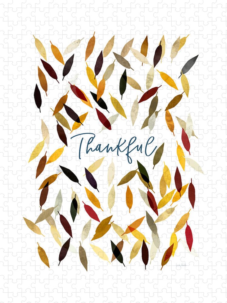 Gratitude Puzzle featuring the digital art Thankful Leaves- Art by Linda Woods by Linda Woods