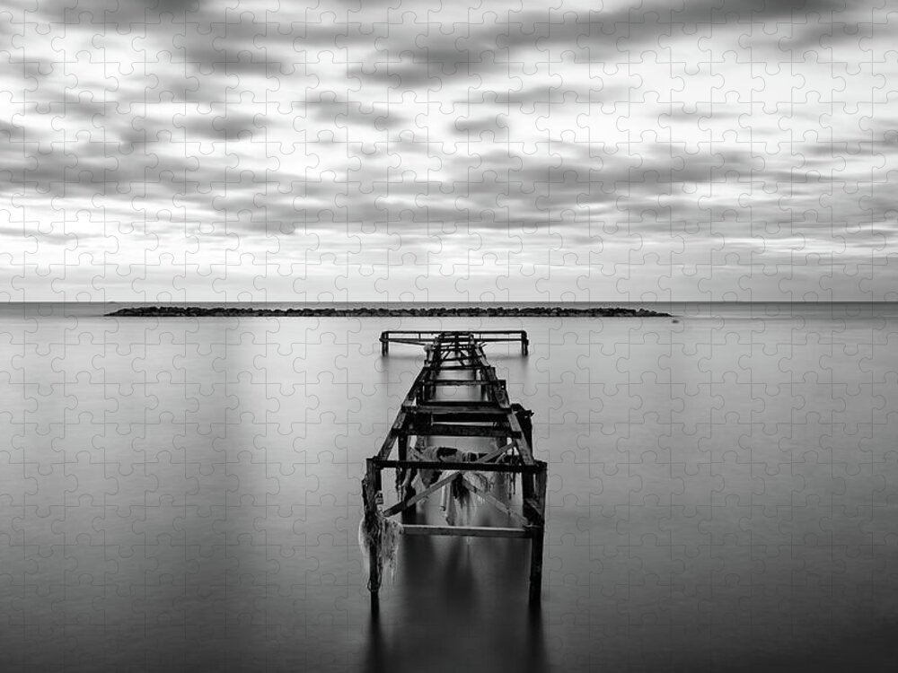 Seascape Jigsaw Puzzle featuring the photograph The abandoned Pier by Michalakis Ppalis