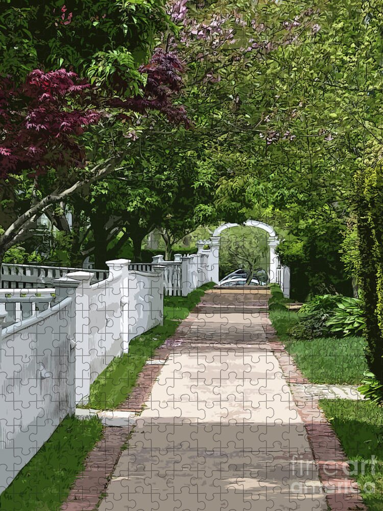 Picket-fence Jigsaw Puzzle featuring the digital art The Arbor by Kirt Tisdale