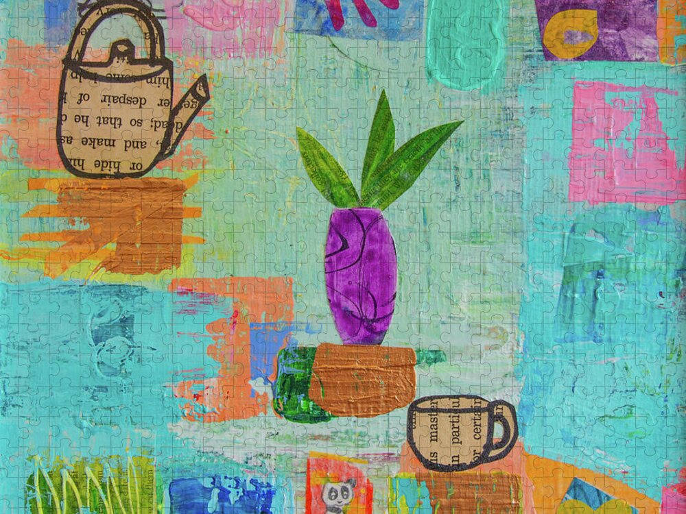 Tea Jigsaw Puzzle featuring the mixed media The Art of Tea Two by Julia Malakoff