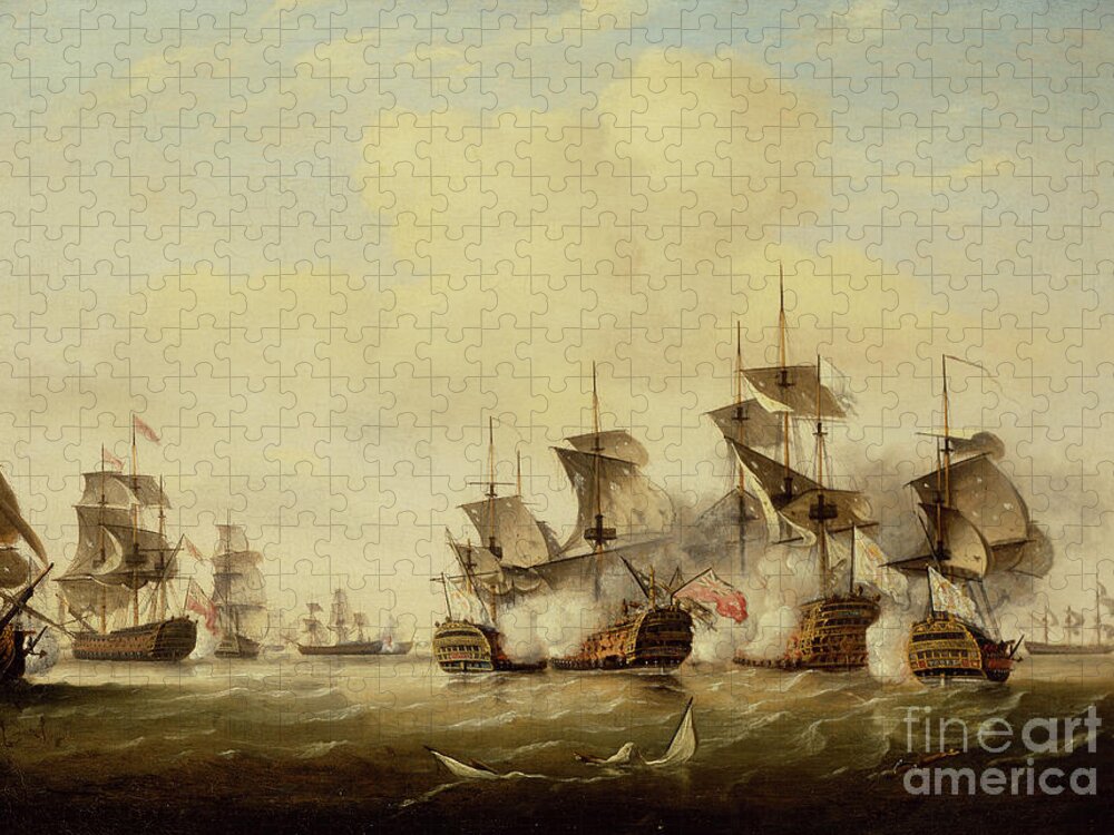 Battle Of Toulon Jigsaw Puzzle featuring the painting The Battle Of Toulon, 1780 by Thomas Luny