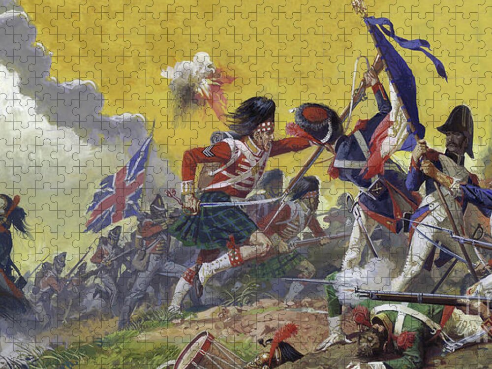 Waterloo Jigsaw Puzzle featuring the painting The Battle Of Waterloo by Severino Baraldi