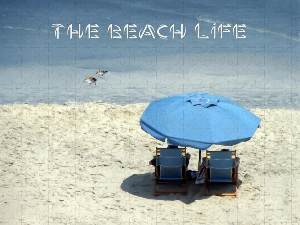 The Beach Life And Text Jigsaw Puzzle featuring the photograph The Beach Life And Text by Sandi OReilly