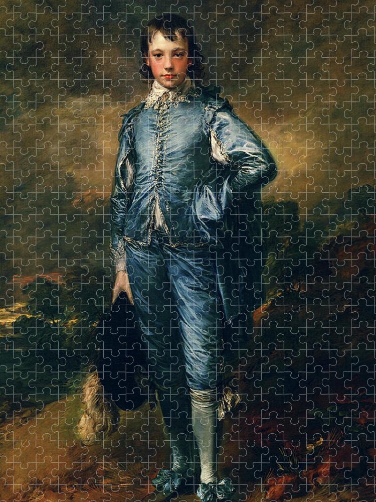 The Blue Boy Jigsaw Puzzle featuring the painting The Blue Boy by Thomas Gainsborough by Rolando Burbon