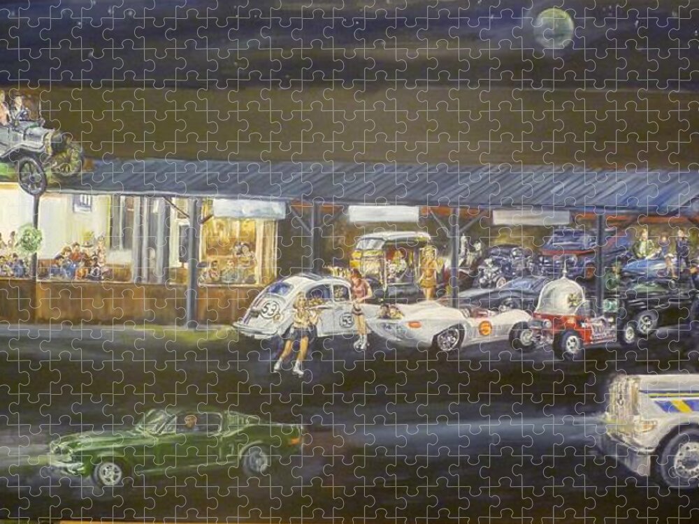 Ghostbusters Jigsaw Puzzle featuring the painting The Clock Drive-In Redux by Bryan Bustard