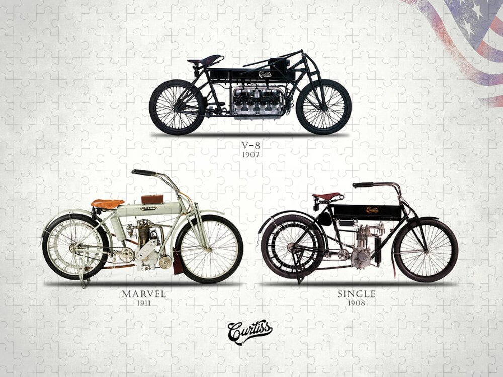 Curtiss Single Jigsaw Puzzle featuring the photograph The Curtiss Motorcycle Collection by Mark Rogan