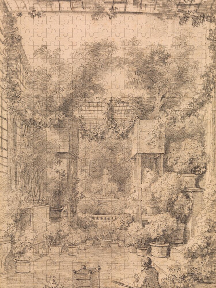 18th Century Art Jigsaw Puzzle featuring the drawing The Draftsman by Jean-Honore Fragonard
