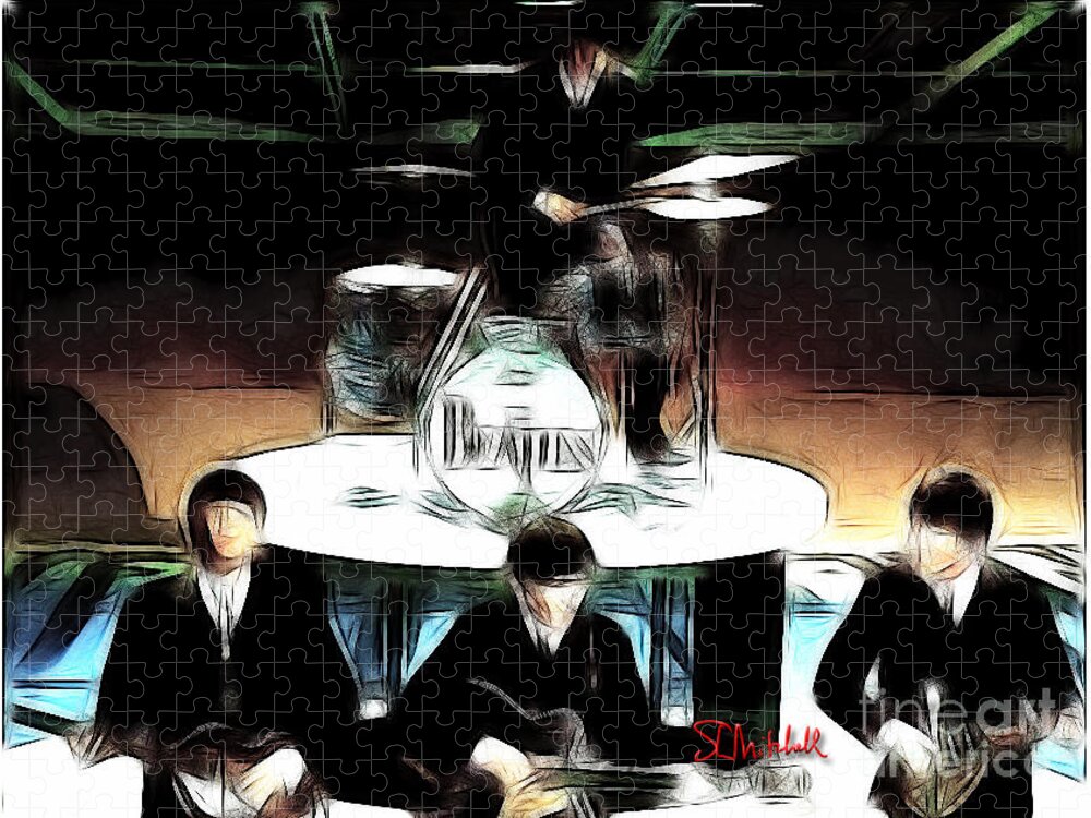 Beatles Jigsaw Puzzle featuring the digital art The Fab Four by Stephen Mitchell