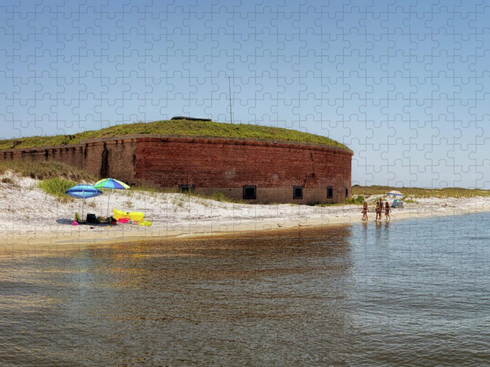 Fort Massachusetts Jigsaw Puzzle featuring the photograph The Fort at Ships Island by Susan Rissi Tregoning