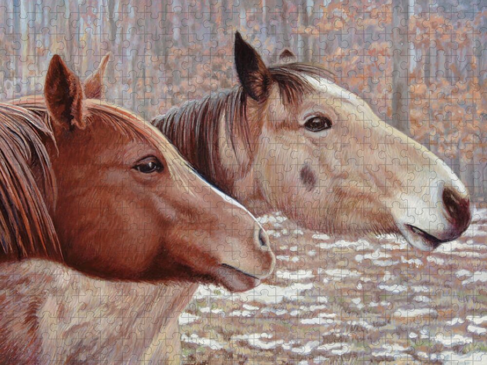 Horses Jigsaw Puzzle featuring the painting The Girls by Miguel Tio