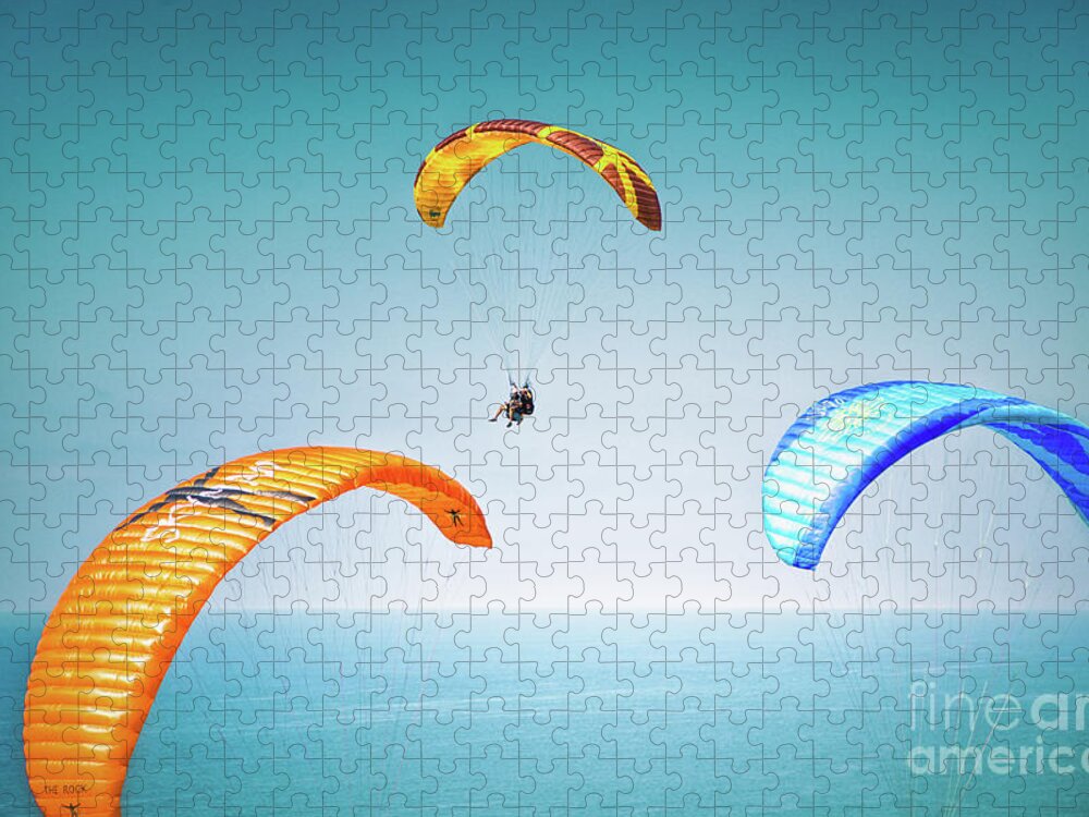 Paragliding Jigsaw Puzzle featuring the photograph The Glide by Becqi Sherman
