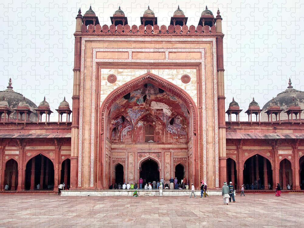 Arch Jigsaw Puzzle featuring the photograph The Jama Masjid Mosque _3940 by Photograph By Howard Koons