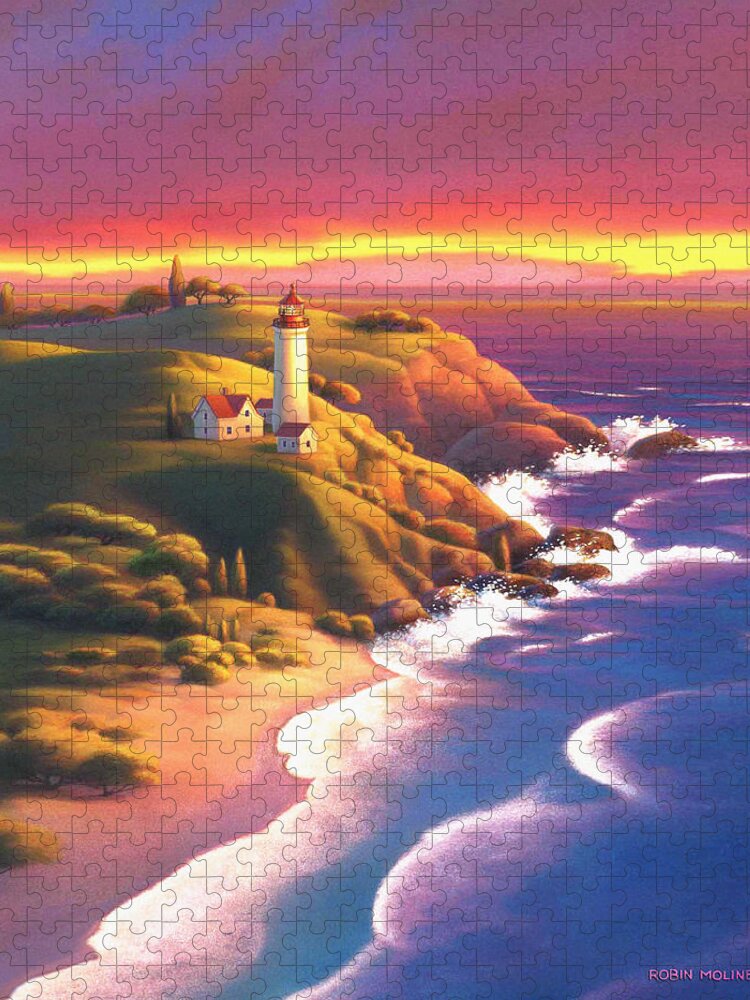 Light House Jigsaw Puzzle featuring the painting The Light House by Robin Moline