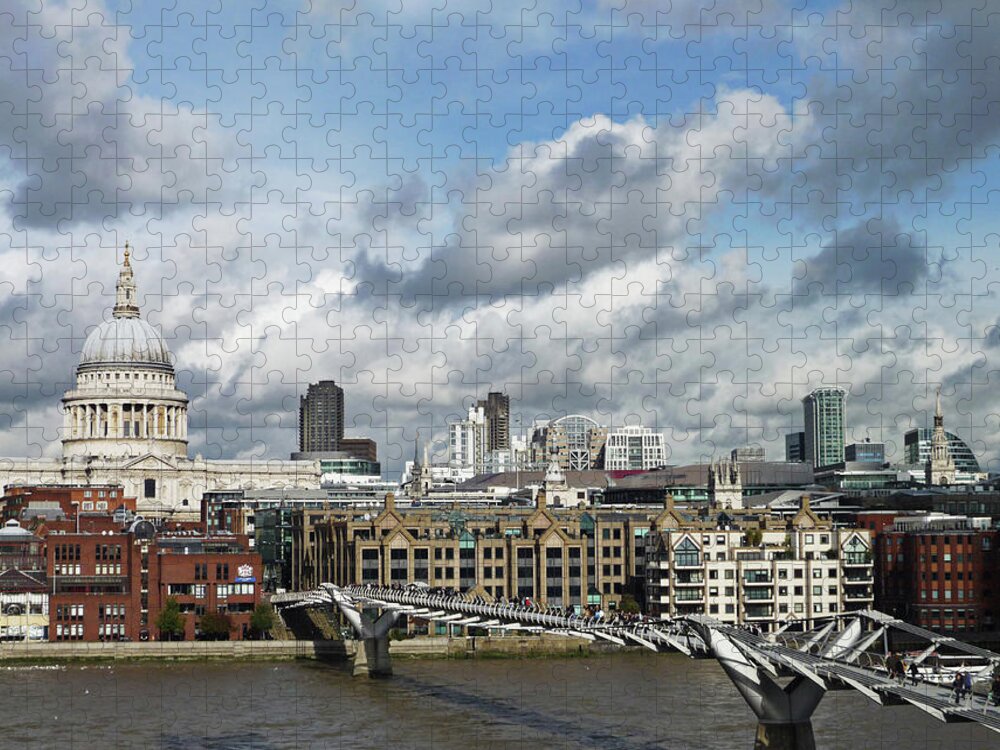 London Millennium Footbridge Jigsaw Puzzle featuring the photograph The London Skyline Towards St Pauls by Eyespy