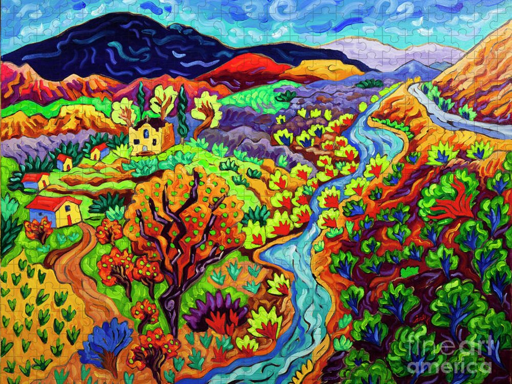  Jigsaw Puzzle featuring the painting The Long and Winding River by Cathy Carey