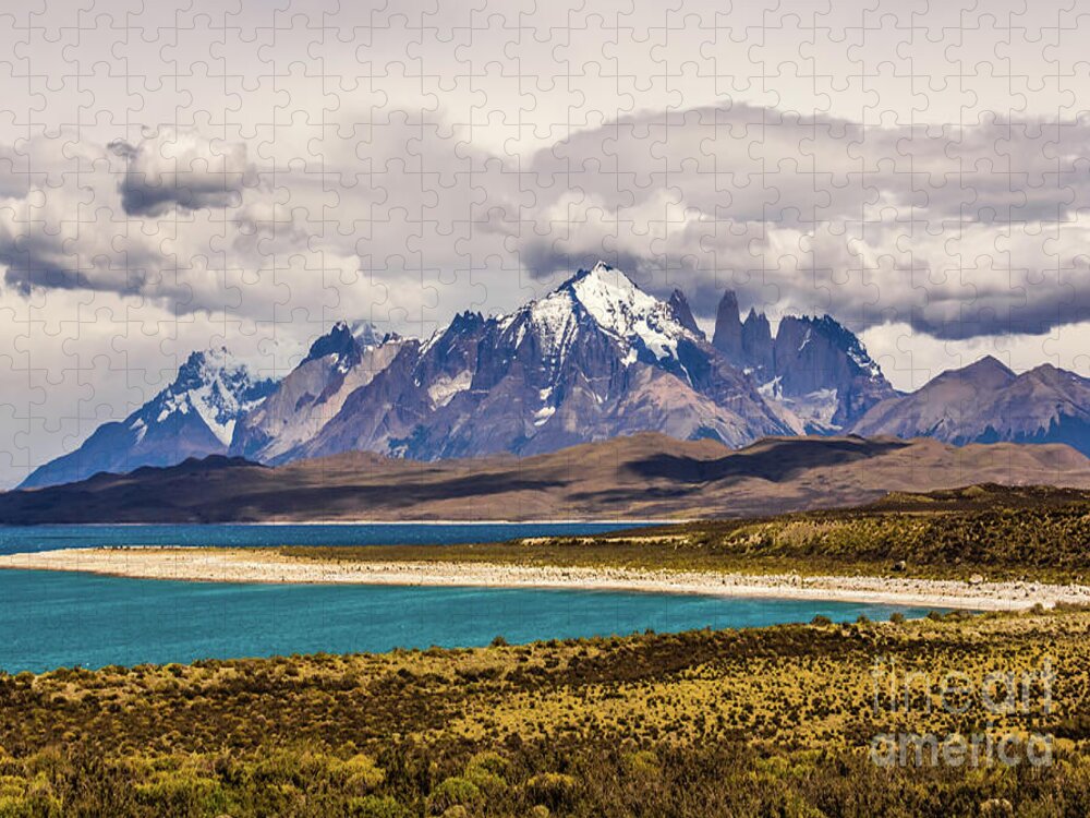 Mountain Jigsaw Puzzle featuring the photograph The mountains of Torres del Paine National Park, Chile by Lyl Dil Creations