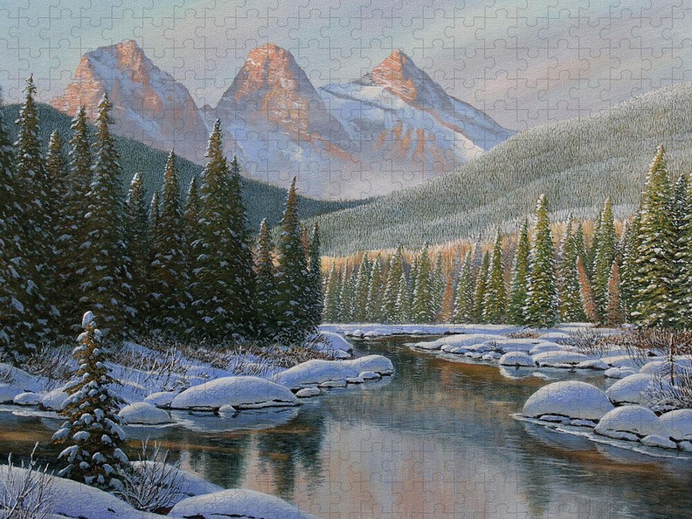 Jake Vandenbrink Jigsaw Puzzle featuring the painting The New Fallen Snow by Jake Vandenbrink