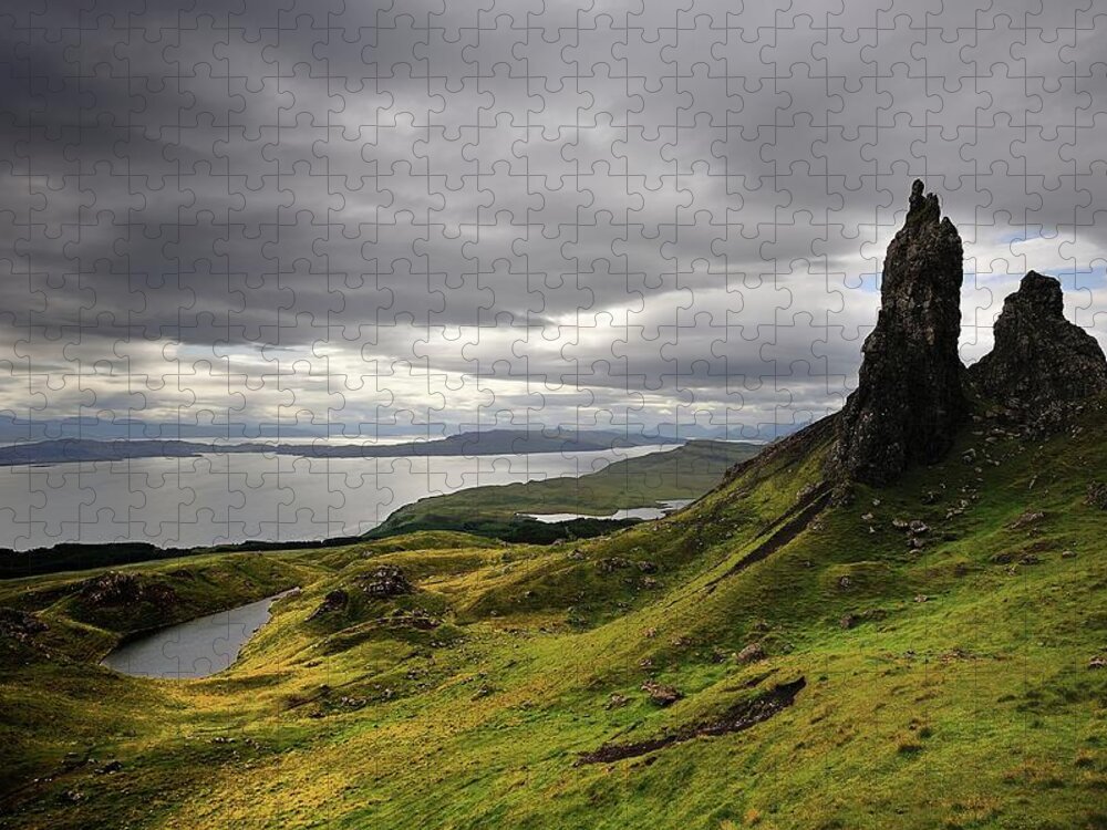 Tranquility Jigsaw Puzzle featuring the photograph The Old Man Of Storr by Romain Chassagne