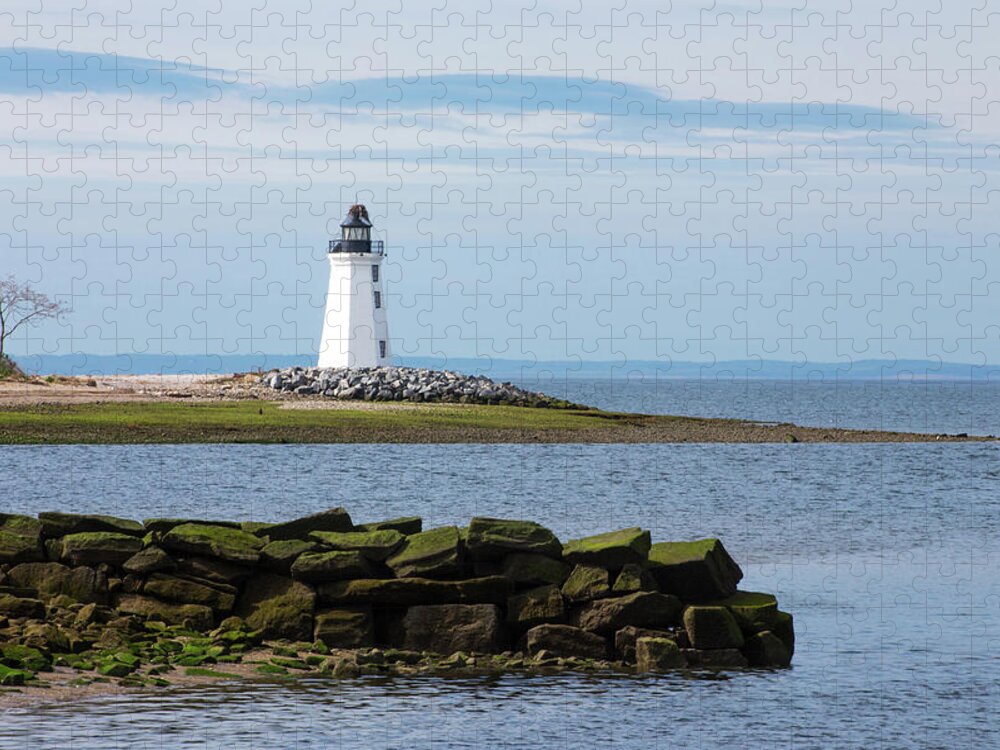 Bridgeports Lighthouse Jigsaw Puzzle featuring the photograph The Ospreys Home by Karol Livote