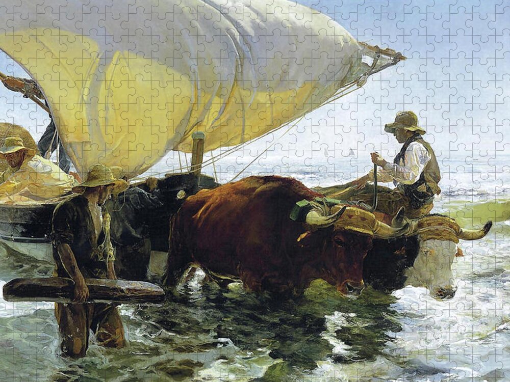 Return From Fishing Of 1905 Jigsaw Puzzle featuring the painting The Return from Fishing of 1905 by Juaquin Sorolla