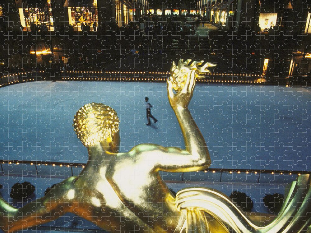 Estock Jigsaw Puzzle featuring the digital art The Rink, Rockefeller Center, Nyc by Siegfried Tauqueur