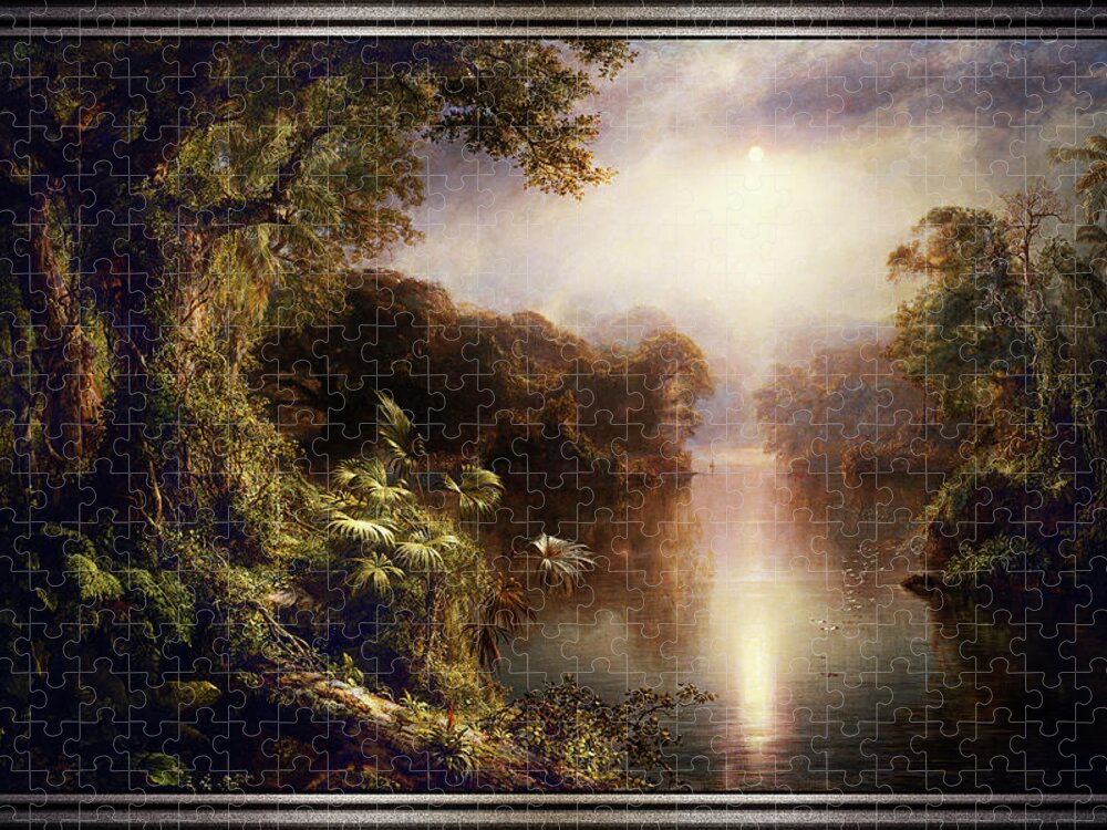 The River Of Light Jigsaw Puzzle featuring the painting The River of Light by Frederic Edwin Church by Rolando Burbon