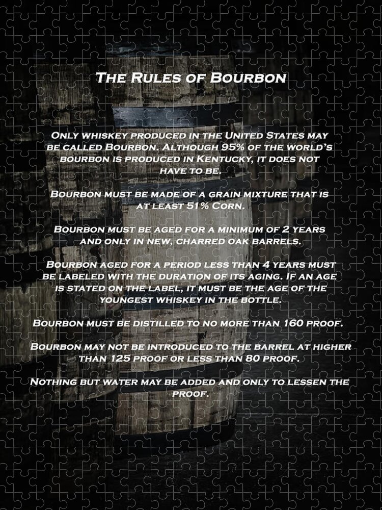 Bourbon Barrels Jigsaw Puzzle featuring the photograph The Rules of Bourbon by Susan Rissi Tregoning