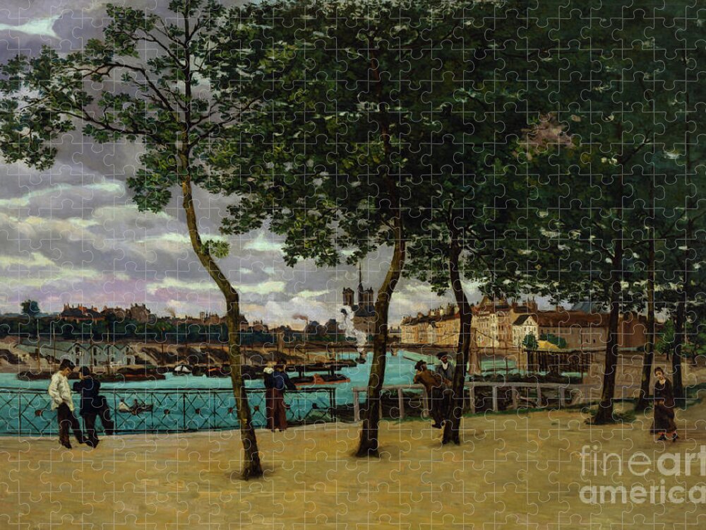 The Seine At Paris Jigsaw Puzzle featuring the painting The Seine at Paris, 1871 by Armand Guillaumin