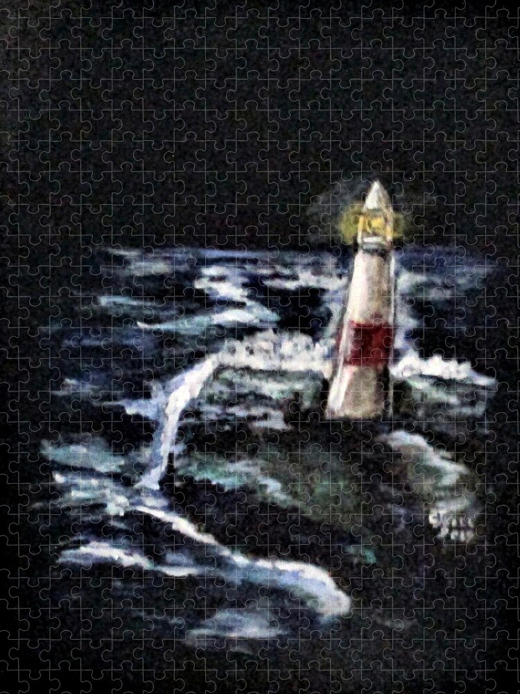 Light House Jigsaw Puzzle featuring the painting The Sentinel by Clyde J Kell