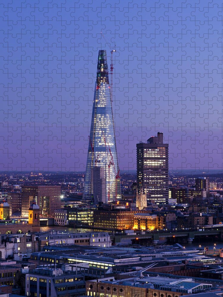 Corporate Business Jigsaw Puzzle featuring the photograph The Shard Skyscraper At Dusk, London by Dynasoar