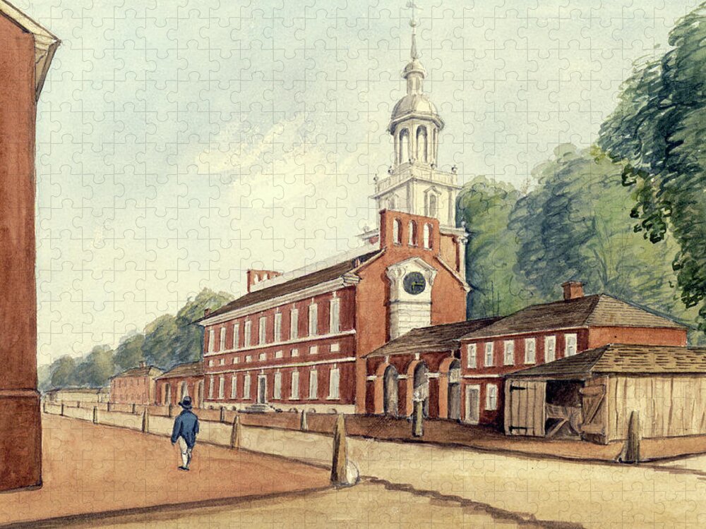 William Breton Jigsaw Puzzle featuring the drawing The State House in 1778 by William Breton