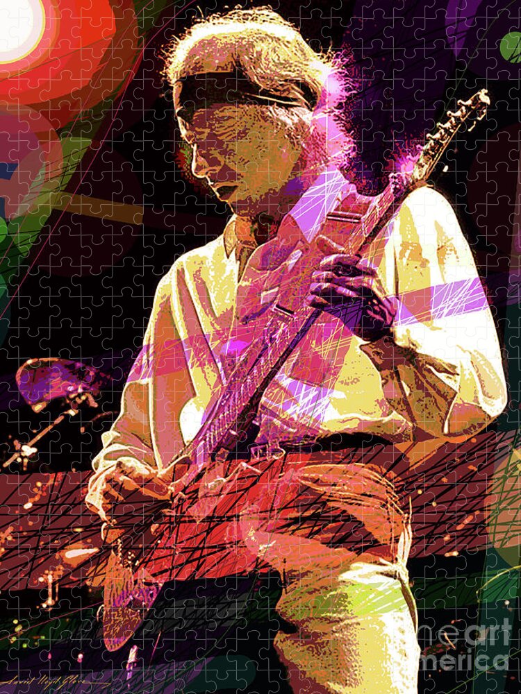 Mark Knopfler Jigsaw Puzzle featuring the painting The Sultan - Mark Knopfler by David Lloyd Glover