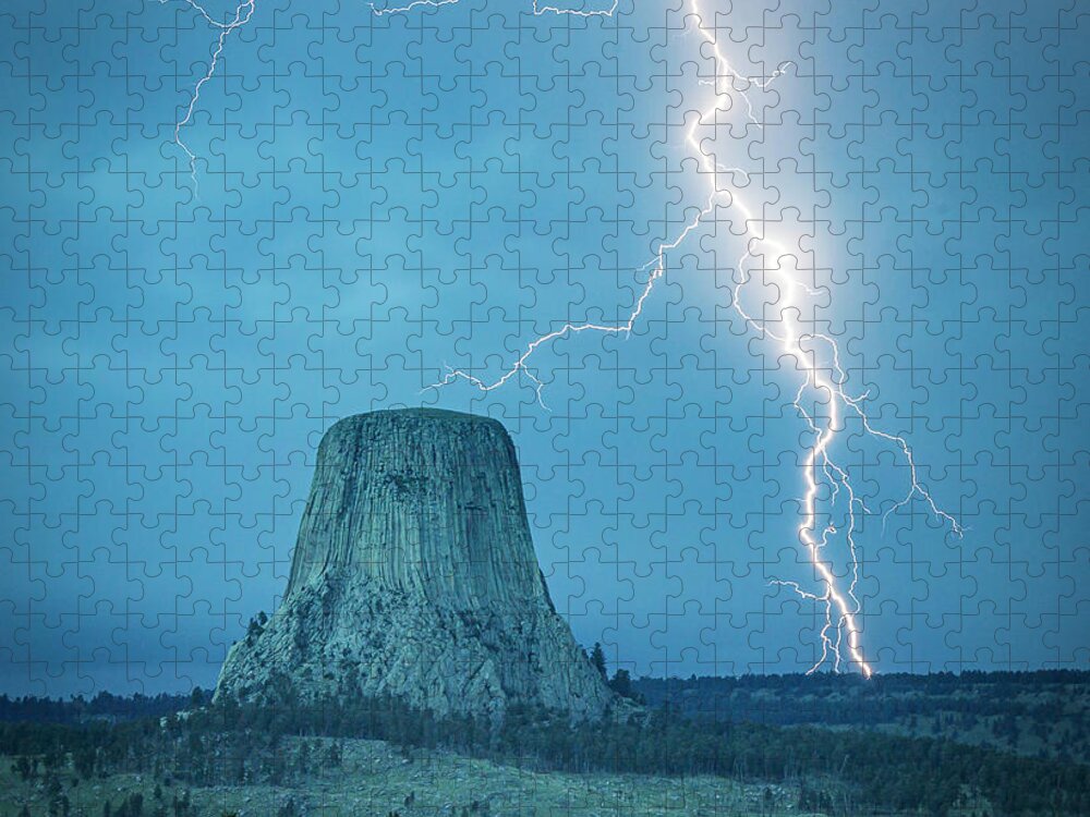 Devils Tower Jigsaw Puzzle featuring the photograph The Tower by Laura Hedien