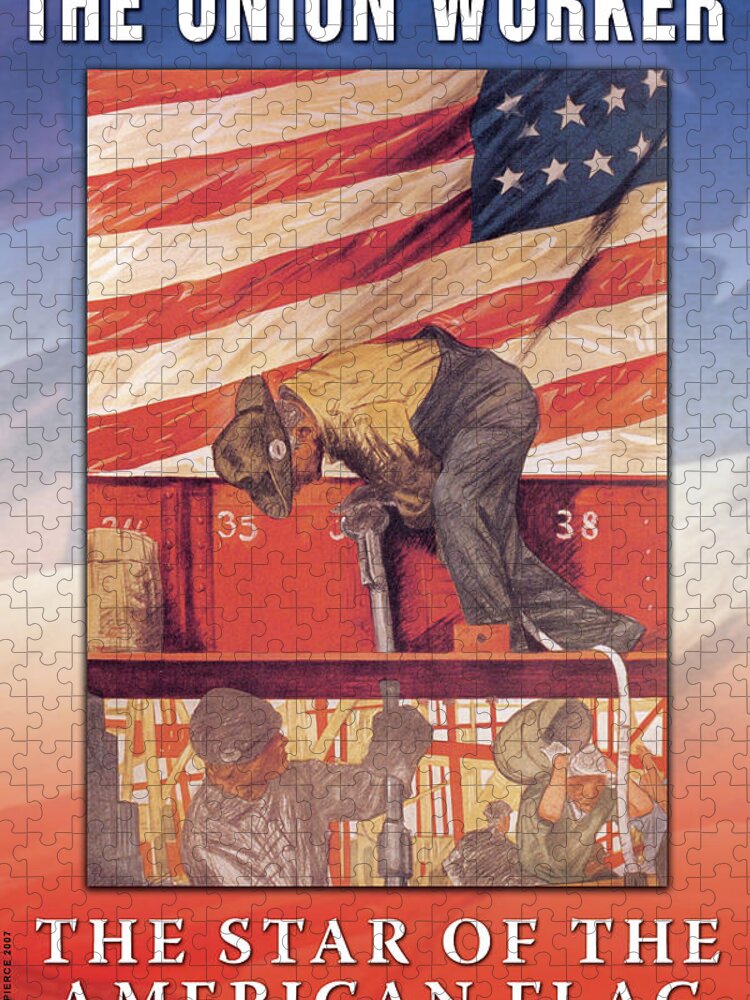 Union Jigsaw Puzzle featuring the painting The Union Worker by Wilbur Pierce