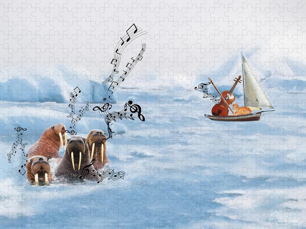 Walrus Jigsaw Puzzle featuring the mixed media The Walrus Choir by Colleen Taylor