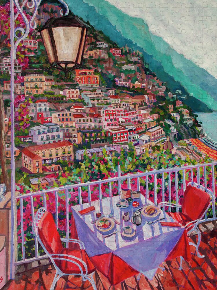 Positano Jigsaw Puzzle featuring the painting Things Hoped For by Heather Nagy