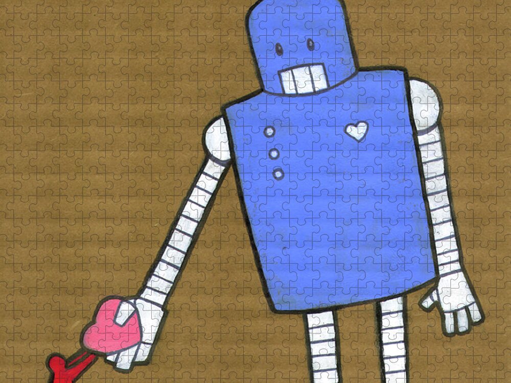 Holding Jigsaw Puzzle featuring the digital art This Robot Has Heart by All Images © Tyler Garrison, 2009.