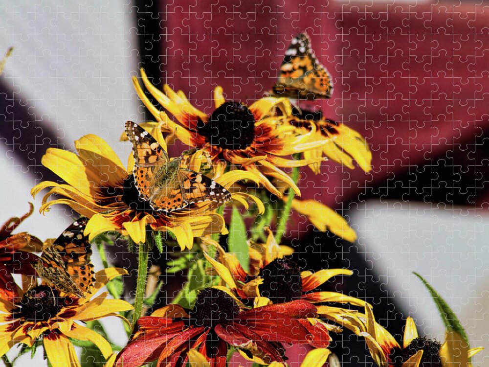 Butterfly Jigsaw Puzzle featuring the photograph Three in a Row by Alana Thrower