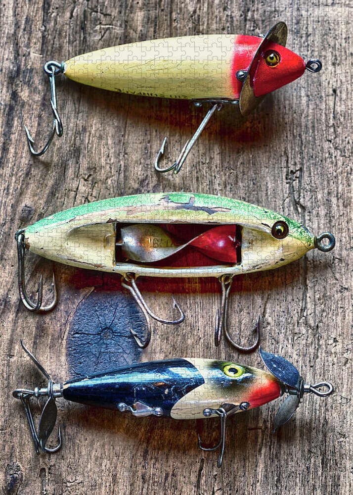 Three Vintage Fishing Tackle Jigsaw Puzzle by Craig Voth - Pixels