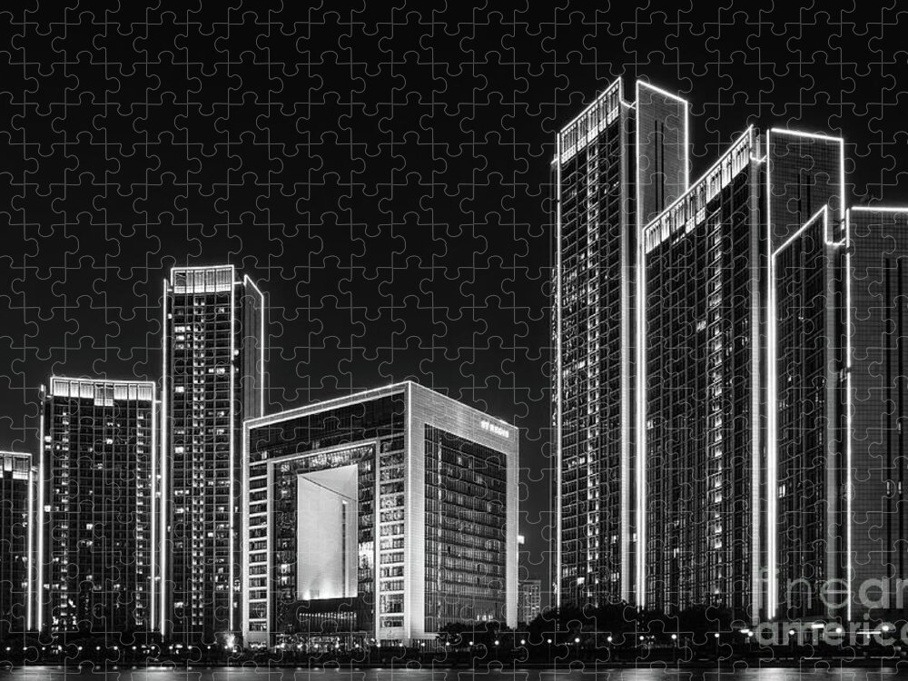 Skyline Jigsaw Puzzle featuring the photograph Tianjin skyline by Iryna Liveoak