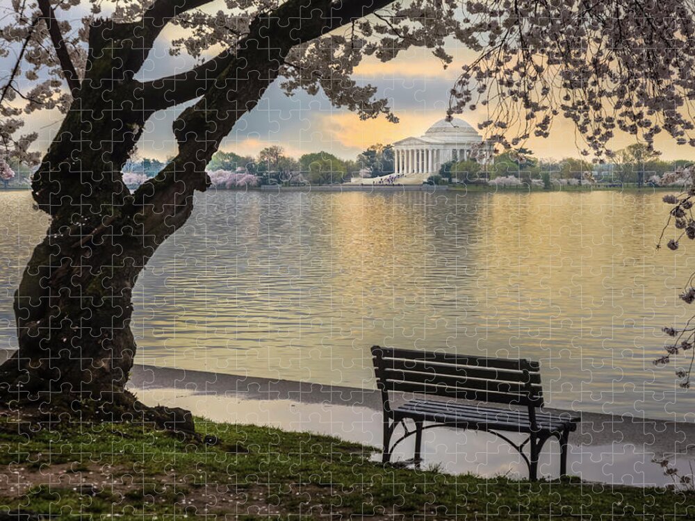 Tidal Basin Jigsaw Puzzle featuring the photograph Tidal Basin With Cherry Blossoms And by Drnadig