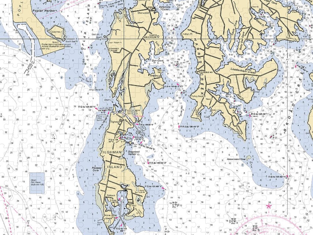 Tilghman Island Jigsaw Puzzle featuring the mixed media Tilghman Island-maryland Nautical Chart by Bret Johnstad