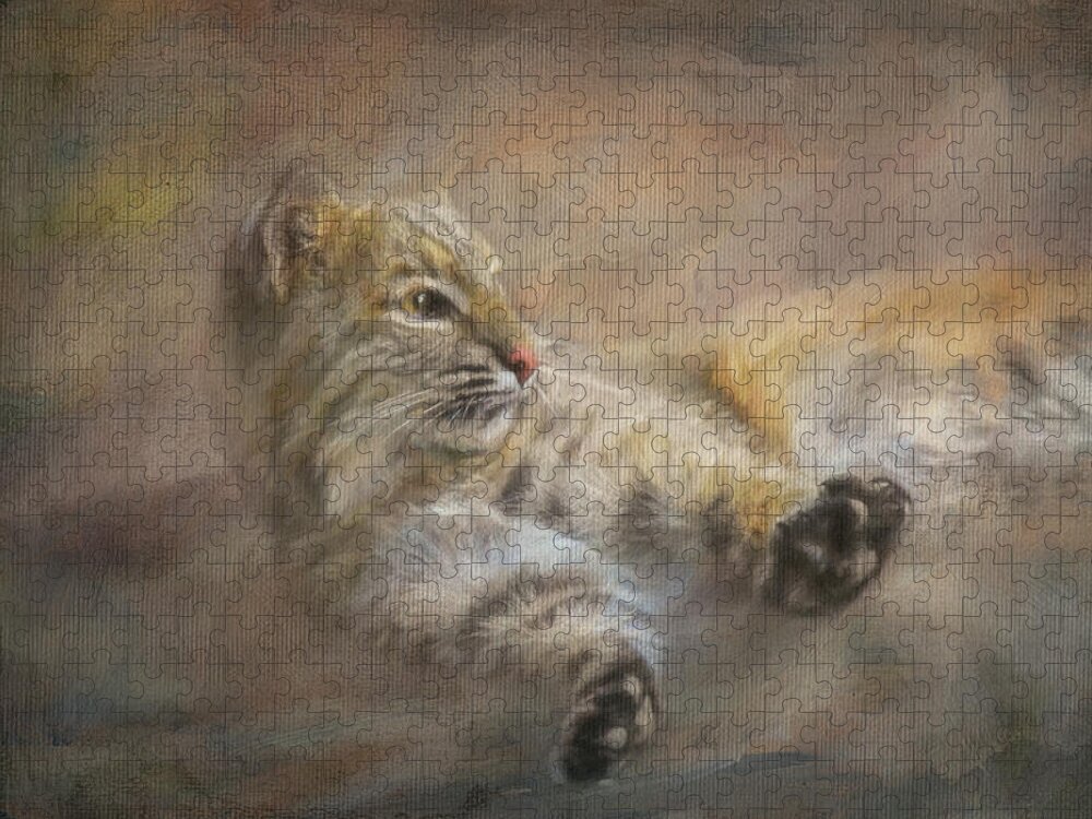 Bobcat Jigsaw Puzzle featuring the painting Time To Rise and Shine by Jai Johnson