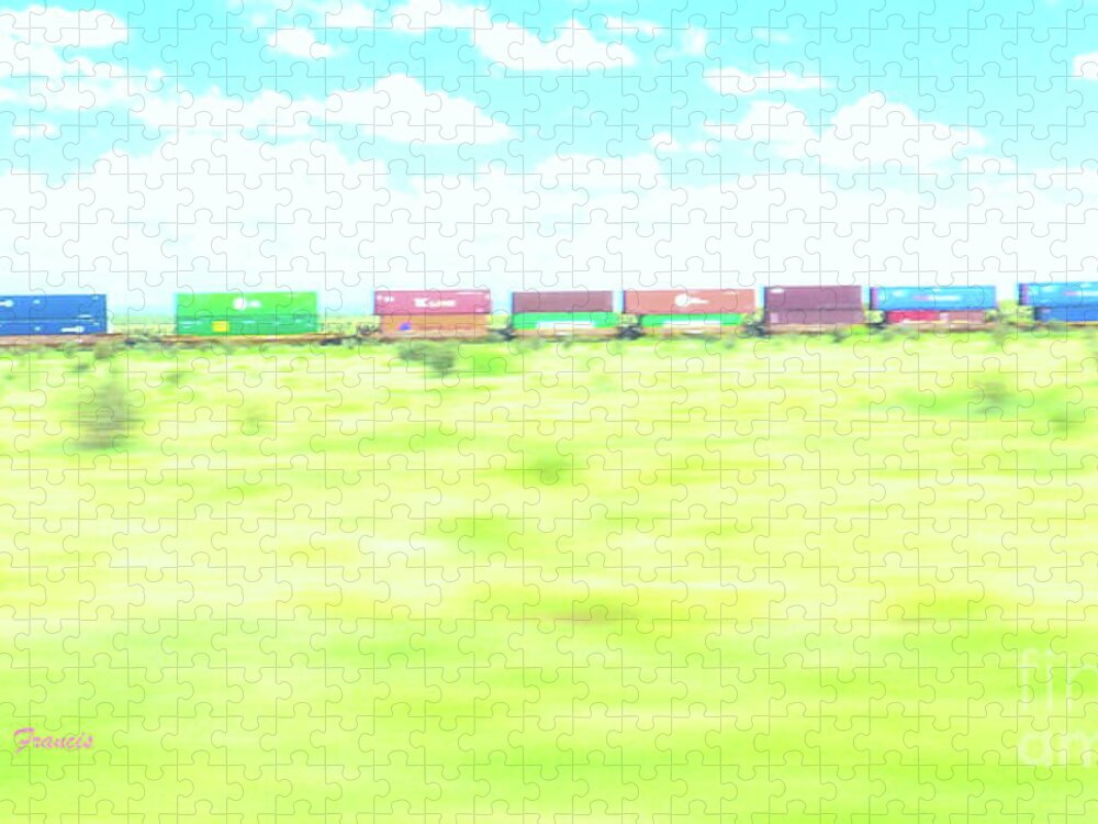 Train Jigsaw Puzzle featuring the digital art Train in the Desert by Karen Francis